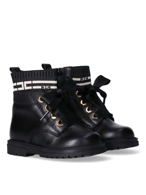 Stivali con fascia logo ELISABETTA FRANCHI | E0388NERO